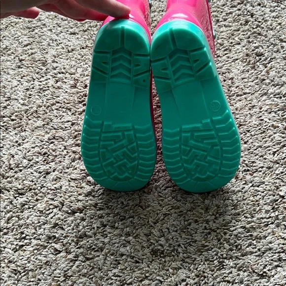 Pink and Teal Rain Boots - Picture 2 of 4